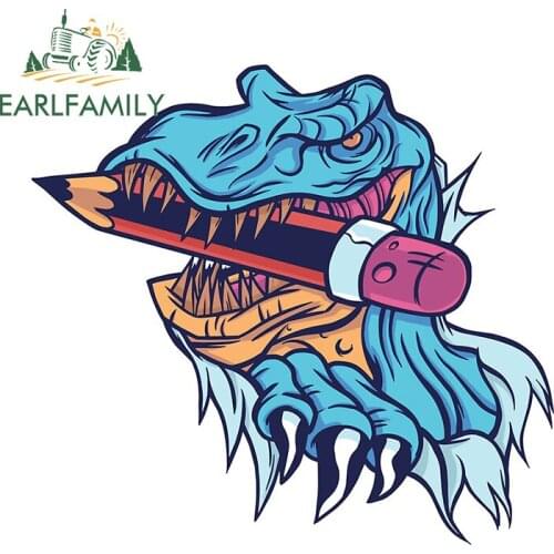 EARLFAMILY 13cm x 7cm for Dinosaurs Pencil Sticker Car Stickers and Decals DIY Anime JDM Accessories Fashion Trunk Decoration