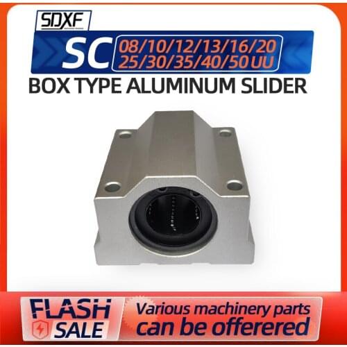 Box-type aluminum slider linear bearing optical shaft seat 1/2/4pcs SC8/10/12/13/16/20/25/30/35/40/50UU