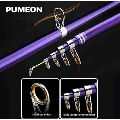 PUMEON 2.1-3.6M Metal Wheel Seat Sea Rod with Ground Inserting Telescopic Fishing Rod For Freshwater And Seawater Fishing Tackle