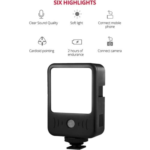 Mini LED Video Light For Camera Smartphone 2 In 1 Recording Photographic Lighting Mic Light For Vlog Micro Movies Live Broadcast