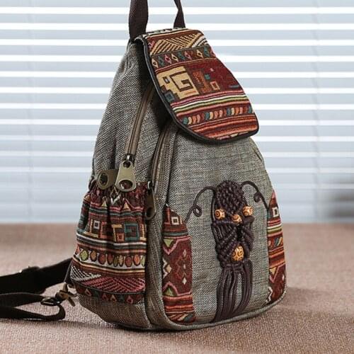 Fashion Bagpack For Girls Mochila Feminina Rucksack Nationally Backpack Female Printing Backpack Travel Vintage Canvas Mochila