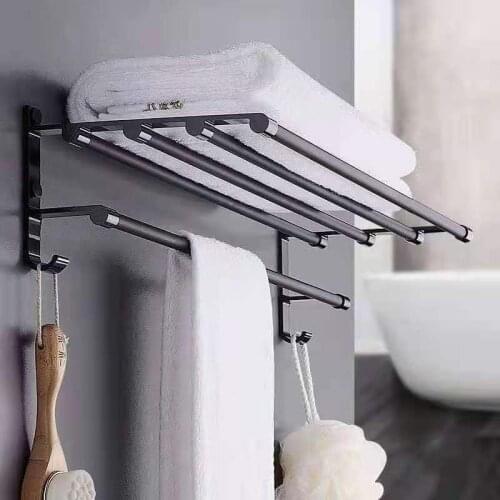 Non folding Bathroom Accessories Towel Holder Wall Hanging Shower Rack Hook Storage Hanger