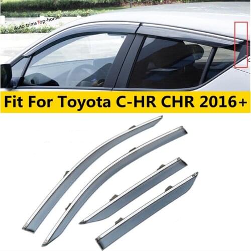 Yimaautotrims Window Visors Awnings Wind Rain Sun Deflector Visor Guard Vent Covers Kit Fit For Toyota C-HR CHR 2016 - 2021
