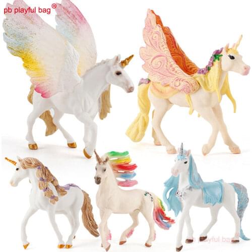 PB Playful Bag Simulation European myths and legends Fairy Rainbow horse animal model Childrens Toys Creative ornaments HG161
