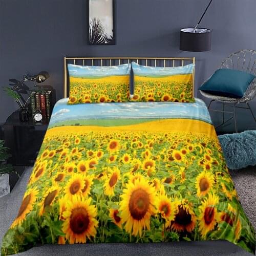 Sunflower 3D Plant Printed Duvet Quilt Cover With Pillowcase Bedding Set 2/3 Pcs Home Textiles Single Double Twin Queen King