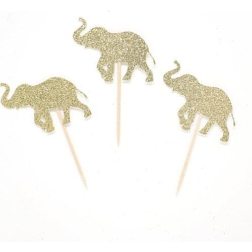 Custom glitter Elephant Cupcake Toppers First Birthday Party Elephant 1st Baby Elephant Cupcake Picks Baby shower animal
