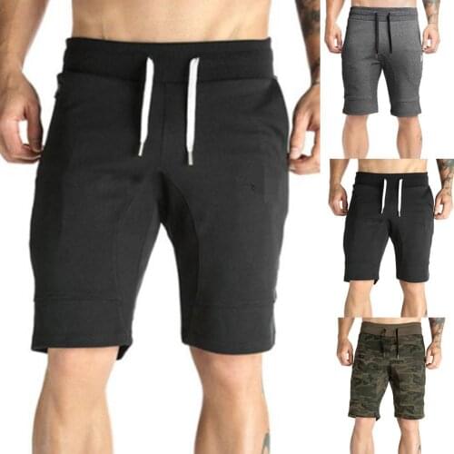 Summer Sports Men Camouflage Solid Color Drawstring Shorts Fitness Fifth Pants Men Camo Short Pants Comfortable Men Cargo Shorts