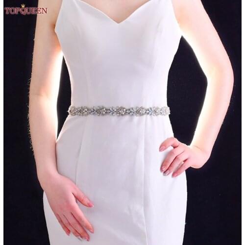 TOPQUEEN S485 Inexpensive Bridal Belts High Quality Crystal Applique for Bridal Belts Wedding Dress Belts with Rhinestones Opal