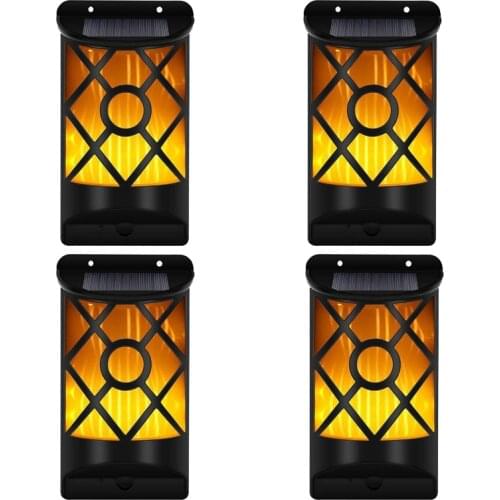 Outdoor Decor Lamp Solar Lamp Solar Wall Lights IP65 Waterproof Warm White Night Light 96 LEDs Flickering Flames Torch Lights