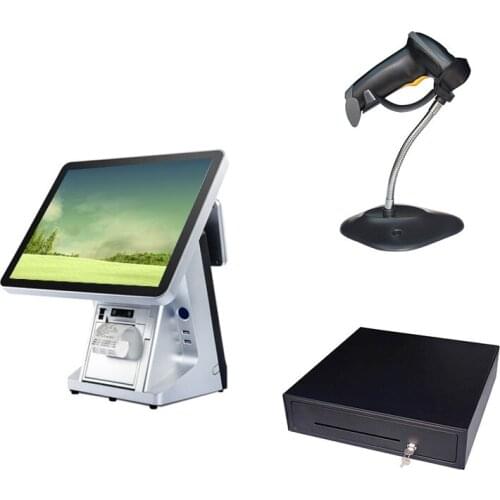 Whole set point of sale system cash registers machine barcode 1D scanner pos all in one for retail