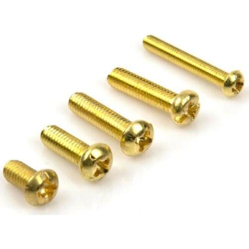 M3 phillips round head screws full thread pitch male bolts brass fastener machine 4mm-40mm length 20pcs