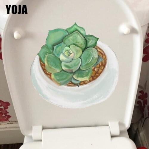 YOJA 21.6*21CM Fresh Succulents Hand Painted WC Toilet Seat Stickers Cartoon Wall Decor Decal T1-0907
