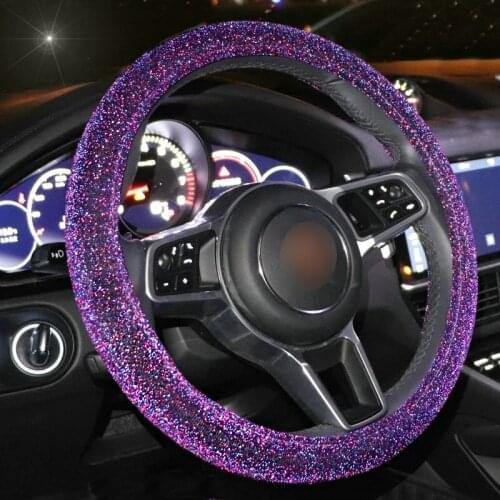 Women Bling Sparking Car Steering Wheel Covers Covered Diamond Steering-Wheel Car Interior Accessories Women