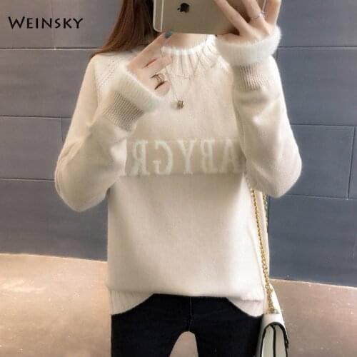 Women Knitted Sweater And Pullovers Korean Casual Style Letter Female Sweaters 2019 Autumn And Winter New Tops