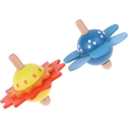1Pcs Children Educational Wooden Toys Flower Rotate Baby Wood Toys For Kids Spinning Top Develop Intelligence Toys Gift
