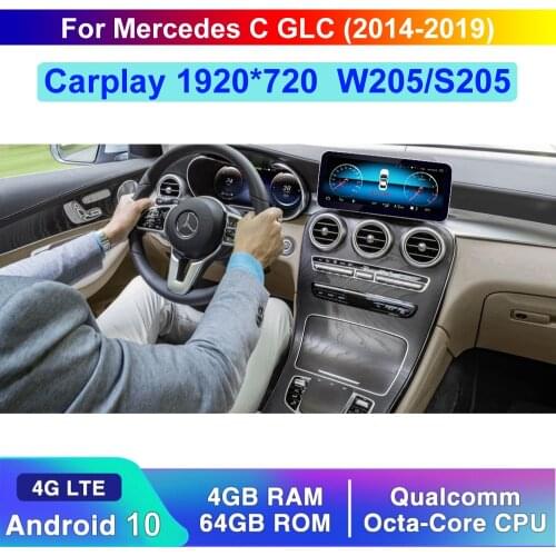10.25" 12.5" Qualcomm Android 10 Touch Screen Player Display Navigation GPS For Mercedes Benz C GLC Class W204 w205 2008-2019