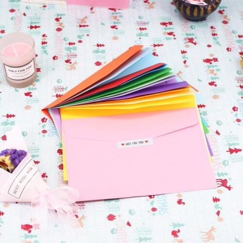 12.5*18cm 10pcs/pack Paper Envelopes Greeting Card Packing Colorful Color Letter Gift Envelope Cute Kraft Pink Red Envelopes
