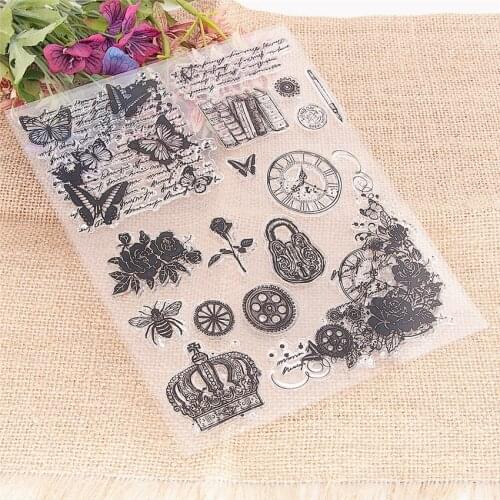 17x21.5cm butterfly key Transparent Seal Clear Stamps Cutting Dies Roller Stamps DIY Scrapbook Album / Card Production Easter
