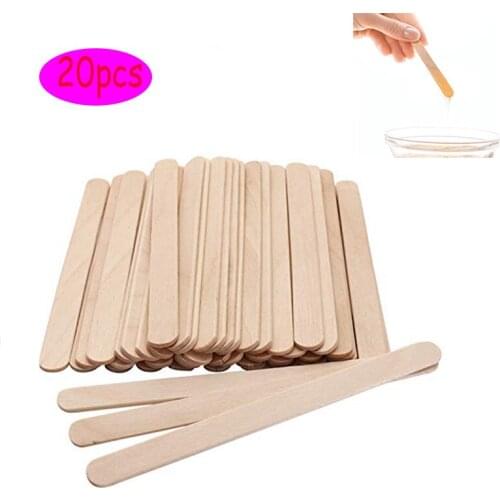 20Pcs Wax Applicator Sticks Wooden Waxing Spatula Disposable Eyebrow Waxing Popsicle Sticks Face Hair Removal Depilatory Tools