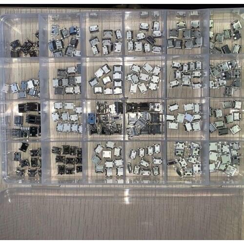 240-120pcs 24 Models Micro USB Connector Socket Jack USB Connectors Set for MP3/4/5 Lenovo ZTE Huawei Samsung SONY Xiaomi HTC