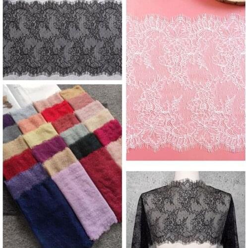 3m/lot Width 23cm Eyelash Lace Trim Purple White Pink For Clothing Accessory Dress Sewing Applique Costume Lace Fabric