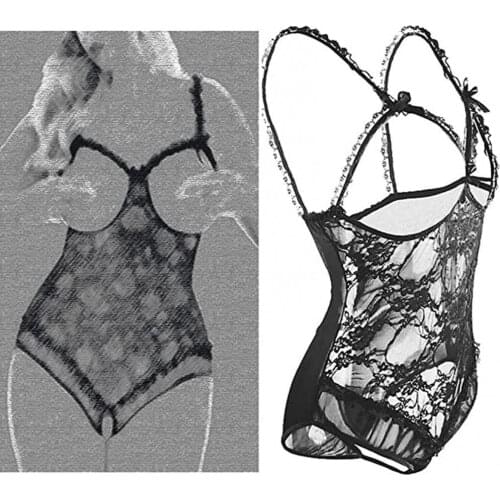 40% Dropshipping!!Women Sexy Solid Color Lace Mesh Bowknot Hollow See Through Erotic Sleepwear