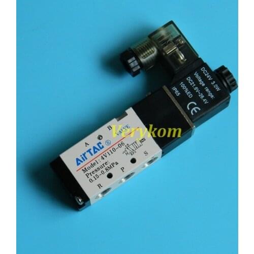 4V110-06 Solenoid Air Valve 5 port 2 position 1/8" BSP 12V 24V DC AC 110V 220V 24VAC 5/2 Way PT1/8 With LED indicator Airtac