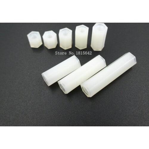 50PCS White Plastic Nylon M3 Hex Column Standoff Spacer Screw For PCB Female Stand-off M3 Hex Screw M3*5/6/8/10/12/15/20/25mm