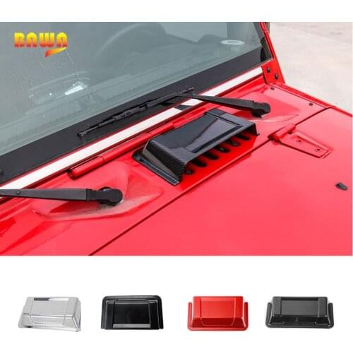 BAWA Car Stickers for Jeep Wrangler Jk 2007-2017 ABS Carbon Fiber Grain Air Intake Caps Hood Vent Cover