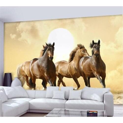 Beibehang High quality flash cloth photo wallpaper 3d perspective galloping horse hotel bedroom sofa painting mural wallpaper