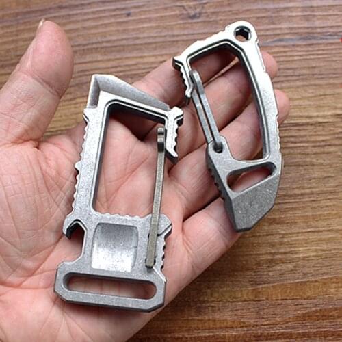 Big Titanium Alloy Buckle Bottle Opener Outdoor EDC Tool Keyring Titanium Buckles Multi-function Crowbar
