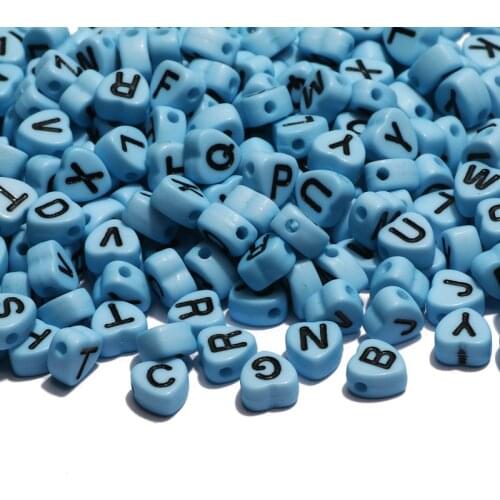 Mix Blue Acrylic Letter Beads 7mm Heart-Shaped Alphabet Spacer Bead For Jewelry Making Diy Necklace Bracelet Accessories Beaded