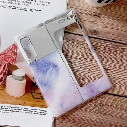 Funda Fold Case for Samsung Galaxy Fold Marble Patterned Mirror Coque Mobile Phone Case Cover For Samsung Fold Capa