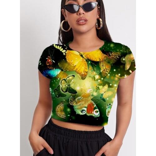 3d Tshirt Butterfly T shirt Women Animal Tshirts Casual Colorful Tshirt Printed Harajuku Shirt Print Short Sleeve Punk Rock