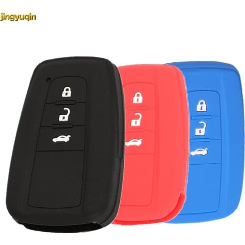 Jingyuqin 15pcs 3 Button Silicone Remote Car Key Case Cover For Toyota Camry 2018 2017 Aygo RAV4 Corolla 2018 CHR C-HR Prius