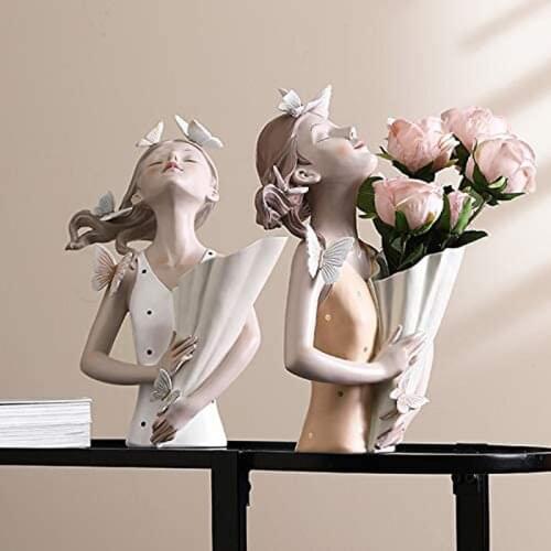 Butterfly Girl Vase Decoration Resin Sculpture Character Modern Home Decoration Living Room Bedroom Vase Gift Nordic Decor Home