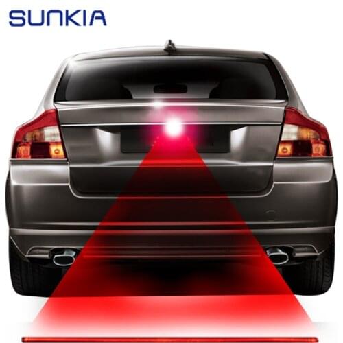 SUNKIA Red Line Anti Collision Rear-end Laser Tail Fog Light Car Brake Parking Lamp Rearing Warning Light Auto Styling