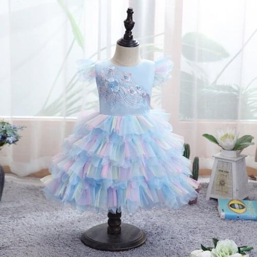 Lace Petal Toddler Baby Girl Infant Princess Dress Baby Girl Wedding Dress Cake Tutu Kids Party Vestidos for First Year Birthday