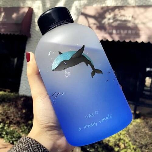 Whale Cup 600ML Frosted Glass Mup Leak-Proof Fashion Mineral Water Bottles Drinkware Camping Travel Easy to Carry Sport Bottle