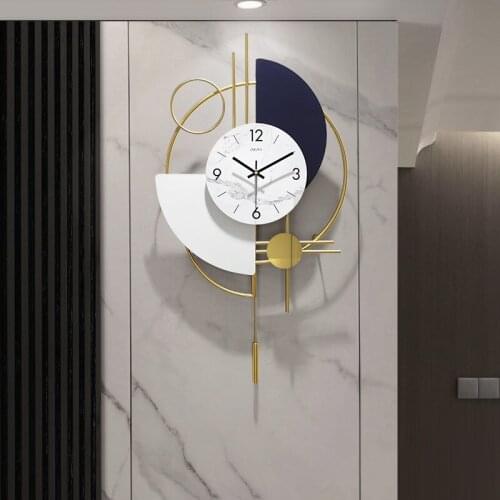 Pendulum Metal Living Room Wall Clock Nordic Design Silent Quartz Wall Clock Modern Design Luxury Gold Horloge Wall Decor AA50WC