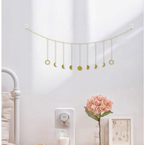 Metal Round Piece Sun Moon Shape Hanging Decoration Wall Hanging