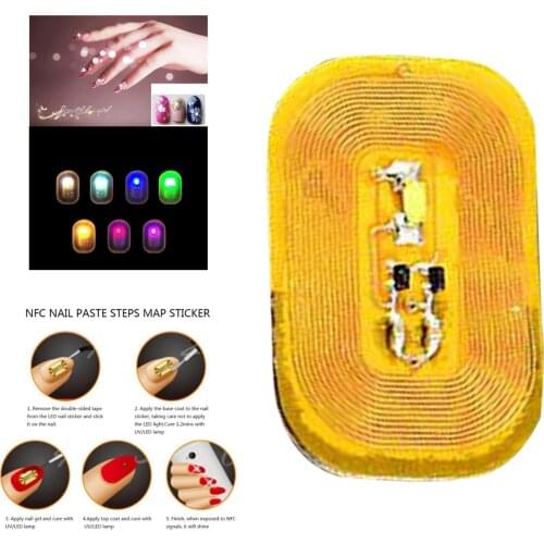 Women DIY Glowing NFC Nail Art Tip Sticker Chip Mobile Sensors White Light,1.1x0.7cm