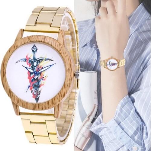 New Fashion Quartz Watch for Women Classic Printed Sword Halloween Watch with Steel Wrist Band LXH