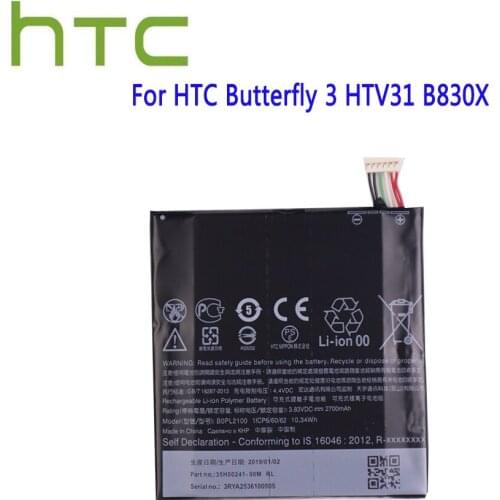 Original B0PL2100 High Capacity Li-ion Polymer Battery For HTC Butterfly 3 HTV31 B830X B0PL2100 2700mAh battery