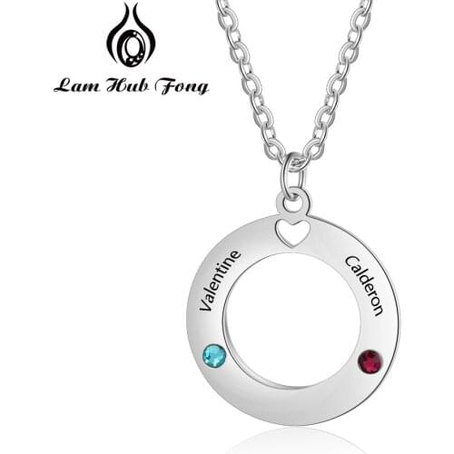 Custom Birthstone Necklace Personalized Engraved Name Necklace 925 Sterling Silver Jewelry Gift for Women Couples (Lam Hub Fong)