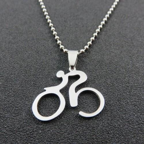 Mountain Bike Necklace Stainless Steel Personality Fashion Pendant Necklaces Men Women Titanium Beads Chain Jewelry Wholesale