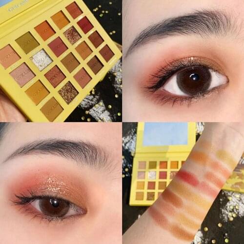 GUICAMI Eyeshadow Palette 20 Color Eye Shadow Plate Maple Leaf Bead Matte Fine Flash Sequins Earth Color Eye Makeup Plate