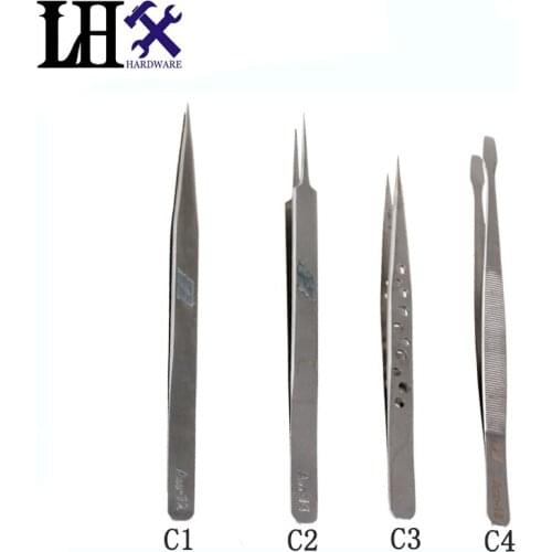 PAXY54 4 Style Top Quality Precision ESD Tweezer Set Stainless Steel Anti-Static Pliers Repair Tool Clamp