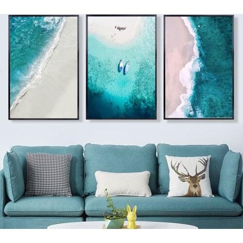Landscape Art Paintings Nordic Beautiful Sea Beach Letters Bird Painting Core Living Room Decor Wall Decorations Bed Room Poster
