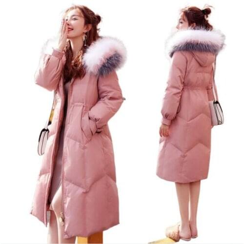 Plus Size X-long Winter Down Jacket Women 2021 Hooded Solid Casual Womens Down Coat With Fur Collar Solid Thick Overcoat Female